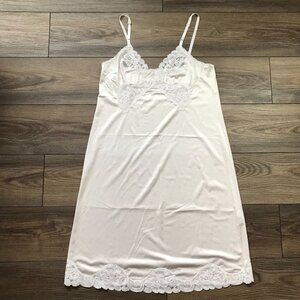 Vintage Vanity Fair Satin Slip Dress Womens Size 36 Lace Trim Nightgown USA MADE